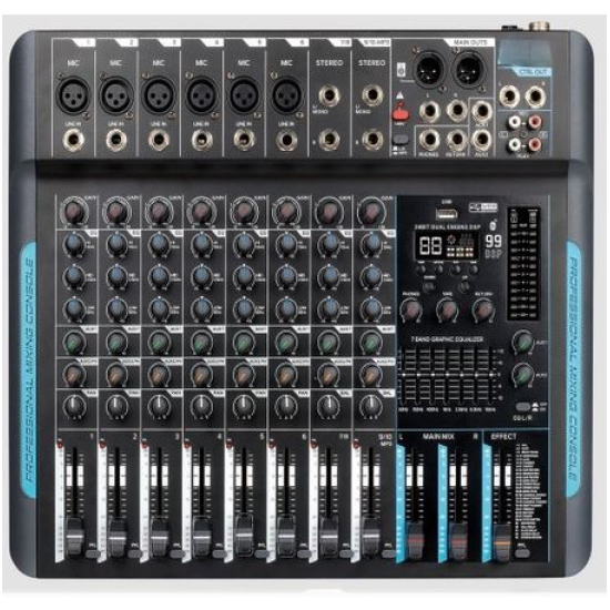 Powerworks x10bt-ufx 8 channel mixer 